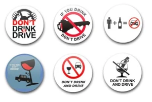 25MM/1" KNOPFABZEICHEN X6 GETRÄNK FAHRBEWUSSTSEIN - Bild 1 von 1