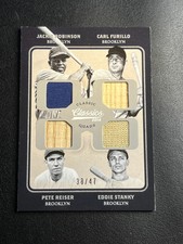 2014 Panini Classics Jackie Robinson Pete Reiser Game Used Bat Jersey /47 HOF