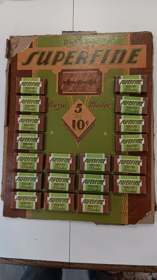 VINTAGE SUPERFINE RAZOR BLADES Stand-Up DISPLAY - Image 1 of 4