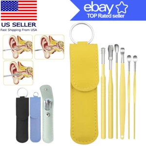 Ear Pick Cleaning 6PCS Set Spiral Tool Spoon Ear Wax Remover Cleaner Curette Kit - Picture 1 of 37