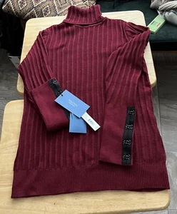 NEW Simply Vera Wang PL Sweater Women's Rust/Wine/Maroon Cable Knit Rib Petite - Picture 1 of 6