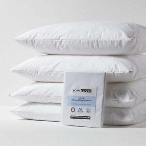 Set of 2, 4 Luxury Waterproof Pillow Protectors with Zip Closure Soft Breathable