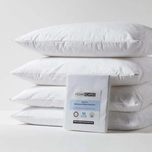 Set of 2, 4 Luxury Waterproof Pillow Protectors with Zip Closure Soft Breathable - Picture 1 of 43