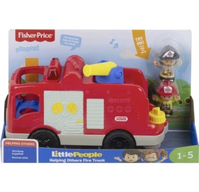 Fisher-Price HJN38 Little People Feuerwehr-Auto mit Figuren und Sound 3 Sprachen - Bild 1 von 4