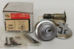 Vintage 1980s Emhart CORBIN 1 Inch Throw Cylinder Deadlock Lock C880 US26D NOS - Bild 1 von 1