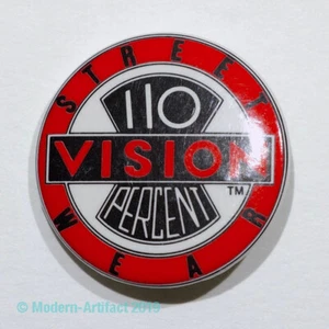 1987 Vtg VISION VSW Skateboard 110 PERCENT  Skate PIN-BACK BUTTON Gonz  Era MINT - Picture 1 of 3