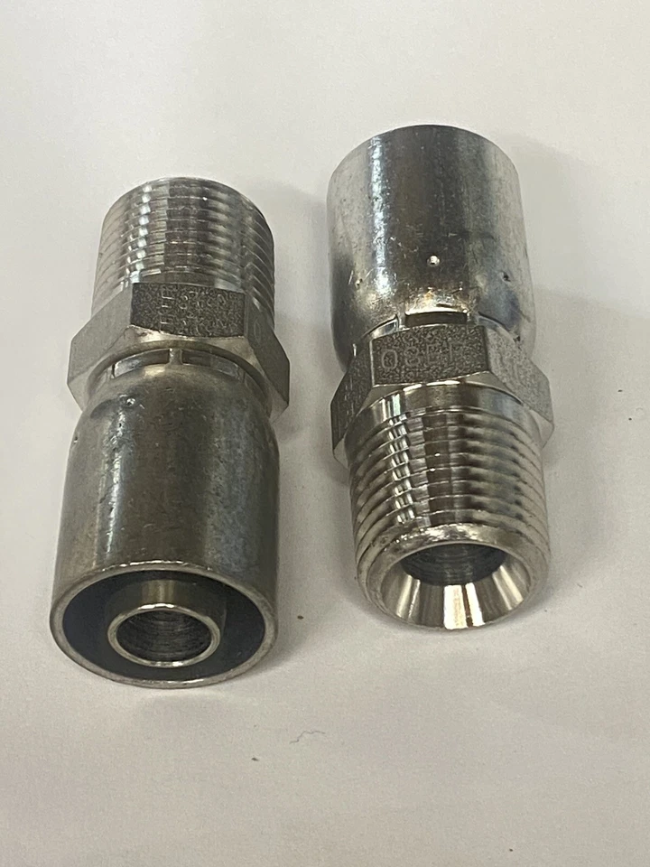 2 pc Eaton 08ER-108 316SS E Series Crimp Hose Fitting Female ORS Swivel Straight - Image 1 of 1