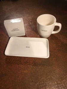 3 PC Rae Dunn Desk Office Set Patience Cup Relax Tray Stress Reduction Block New - Picture 1 of 1
