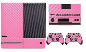 Pink Carbon Fiber Cover Skin Sticker for Xbox One & Kinect & 2 controller skins - Picture 1 of 1