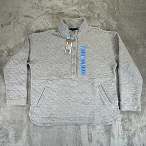 Eddie Bauer Women's Quilted Kangaroo Pocket Pullover Jacket Size L Grey - Picture 1 of 11