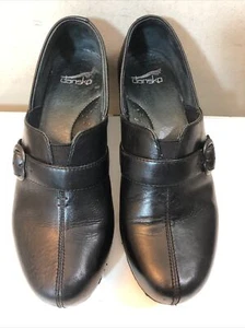 Dansko Slip-on Black Leather Buckle Clog Shoes Size US 8.5/9 EU 39  - Picture 1 of 12