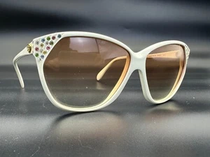 New Vintage Stendhal Sunglasses CASCADE S40 Paris C. White & Rhinestones France - Picture 1 of 13