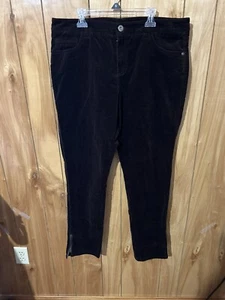 Soft Surrounding Women Sz Large Brown Corduroy Pants Straight Leg Detail Zipper - Picture 1 of 9