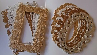 OWN 16 large vintage Die-cut Frames Oval / Rectangle Gold -Pearl -Silver -Copper