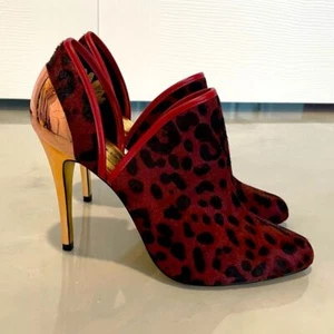 Ted Baker Oxblood/Rose Gold Calf Hair peep toe Heels size 8.5 - Picture 1 of 5