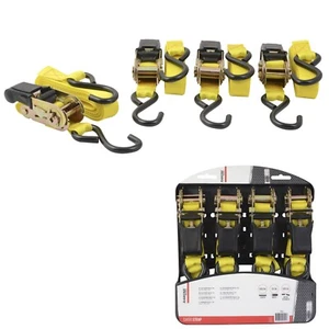 Spanngurte mit Ratsche + Haken 500 kg Zuglast 4er Set Ratschengurt Gurte Neu - Bild 1 von 3