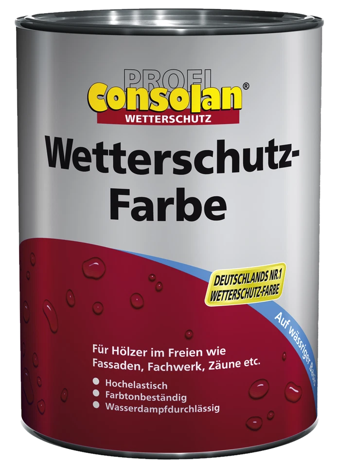 Wetterschutzfarbe Grau Wetterschutz für Holz & Dachrinnen Profi Consolan 2,5L - Bild 1 von 1