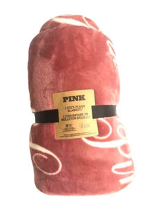 Victoria's Secret Pink Cozy Plush Blanket Pink Logo 60"x50" Rose Mauve New - Picture 1 of 3