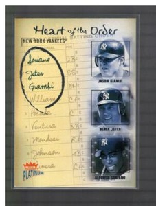 2003 FLEER PLATINUM DEREK JETER GIAMBI SORIANO #1 OF 20HO HEART OF THE ORDER