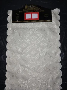 FANCY DAMASK PLACEMATS 2 PCS, 12" ×18". - Picture 1 of 5