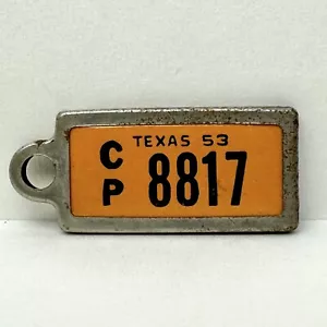 Vtg 1953 Texas Disabled American Veterans DAV Mini License Plate Key Chain Tag - Picture 1 of 4