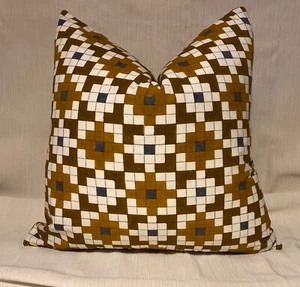20”sq HOLLAND & SHERRY Muriel Brandolini Hand Print 100% Cot Custom Pillow Cover - Picture 1 of 24