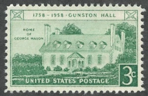 US. 1108. 3c. Gunston Hall, Virginia. MNH. 1958 - Picture 1 of 1