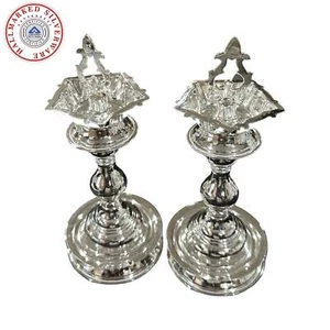 Coppia di cinque stelle Kuthu Vilakku in argento sterling 925 con marchio punzonato - set#02 - Foto 1 di 11