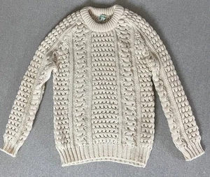 Malinmor Fisherman Sweater Herren Gr. Large elfenbein Zopfmuster Irland Wollpullover - Bild 1 von 11