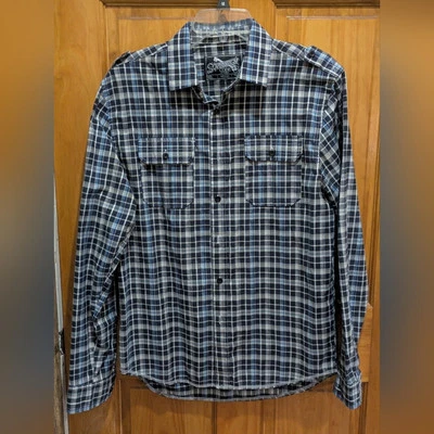 Men's Casual Navy Plaid Sovereign Code L/S Button Down Shirt w/ 2 Pockets Med - Image 1 of 4