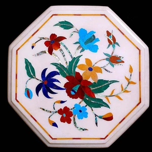 12" White Marble Semi Precious Inlay Stone Coffee Table Home Furniture Hotel Dec - Picture 1 of 6