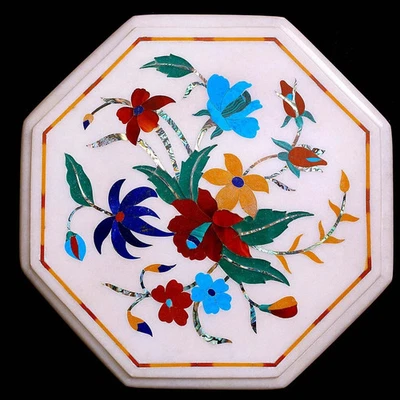 Mesa de centro de piedra semipreciosa de mármol blanco de 12" muebles para el hogar hotel decoración Foto 1 de 4