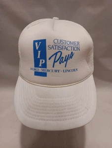 Vintage VIP Ford Mercury Lincoln weiße Truckermütze Re Play Mesh Druckknopflasche - Bild 1 von 12