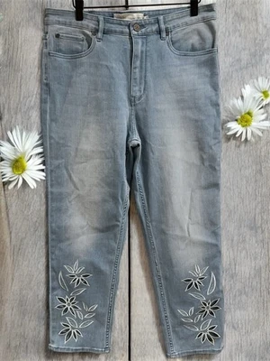 Soft Surroundings The Ultimate 短刺绣 Catalina 牛仔裤 14 码全新无标签 — 第 1/4 张图片