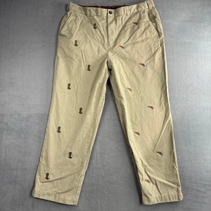 Brooks Brothers Clark Pants Men's 38x30 Tan Embroidered Fly Fishing Lures Tack - Picture 1 of 13