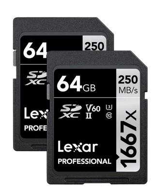 Lexar Professional 1667x 64GB SDXC UHS II Memory Card 250MBs High Speed 4K Video - Image 1 of 4
