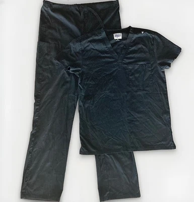 Строго скрабы - Топ и брюки комплект - черный карманы шнурок - размер XS - Изображение 1 из 4