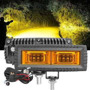 Cablaggio lampada guida nebbia ambra pod cubo largo alluvione barra luminosa da lavoro led 5" - Foto 1 di 10