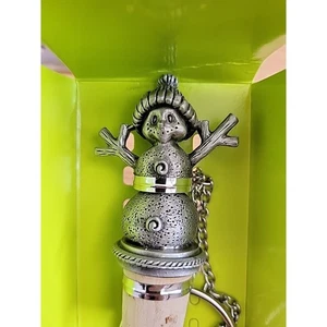 Snowman Pewter Wine Bottle Topper With Bottle Ring - Picture 1 of 3