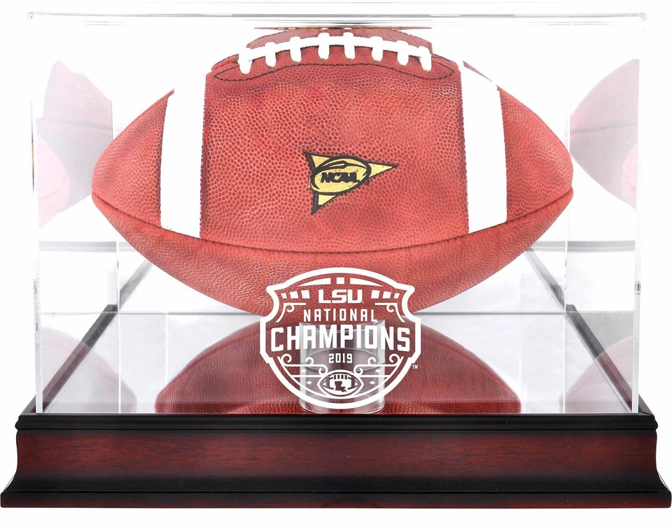 LSU College Football Playoff 2019 National Champs Logo Mahogany Football Case - Image 1 of 1