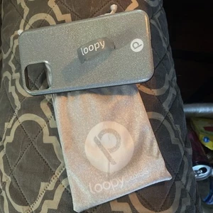 Loopy Case iPhone 12 Silver Glitter Case With bag. - Photo 1 sur 3