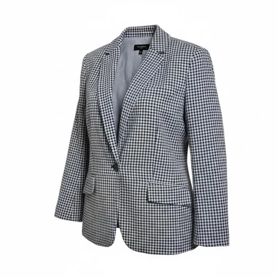 Blazer para mujer Talbots Plus pata de gallo 18W azul blanco forrado con un solo botón Foto 1 de 4