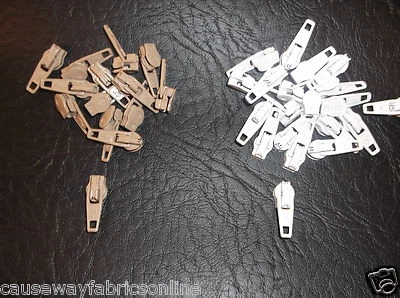 Zip Sliders For No.3 Lightweight Continuous Zip White/Beige/Black Packs Of 10