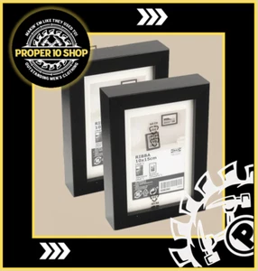 Lot of 2 Ikea Ribba Frames 5" x 7" or 4" x 6" w/ included mat Black Modern - Picture 1 of 3
