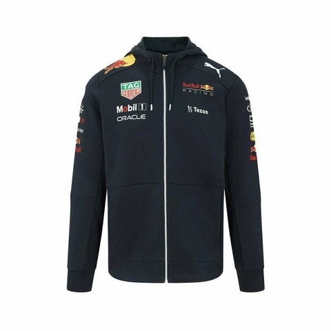 Red Bull Racing F1 Men's 2022 Team Full Zip Hooded Sweatshirt- Navy Large Cover
