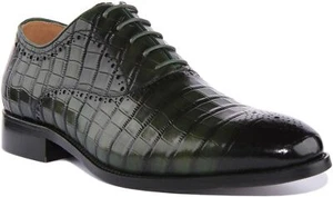 JUSTINREESS ENGLAND Andre Croc Effect Brogue Ens Formal Shoes Green 6 - 13 - Picture 1 of 6