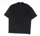 Zara Womens Black Cotton Basic T-Shirt Size M Mock Neck
