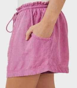 Free People XS NWT Shorts Mirella Linen Blend Drawstring Cinched Pink Plum Vaca - Picture 1 of 11