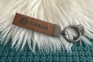 Keychain ** Nissan ** ( Logo ) ** Brown Leather ** - Picture 1 of 5