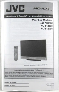 JVC ORIGINAL FRENCH OWNERS MANUAL ONLY HD-70G886 HD-61Z886 HD-61Z786 HD-ILA TA - Picture 1 of 2